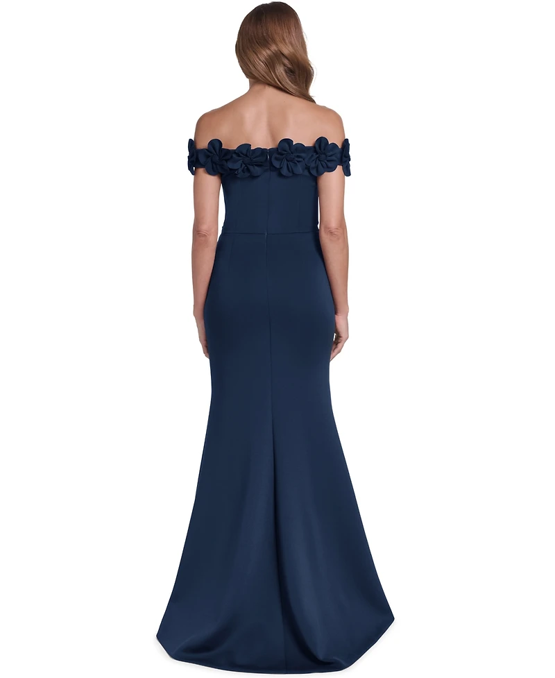 Eliza J Women's Off-The-Shoulder 3D Floral Gown Dress