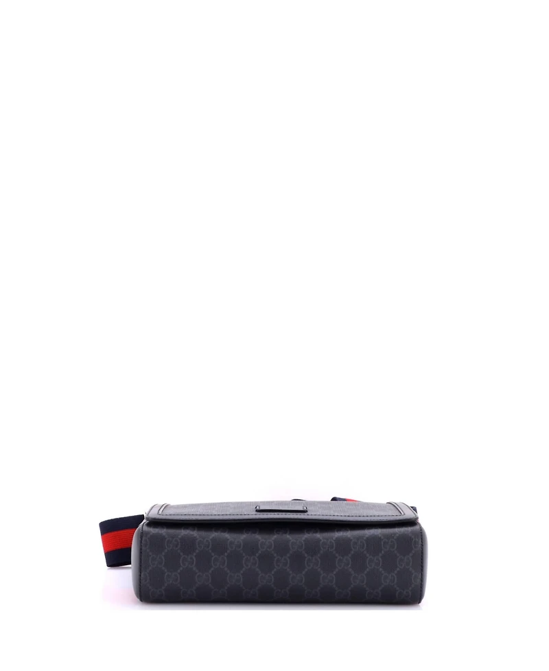 Pre-Owned Gucci Small Web Strap Flap Messenger Bag Gg Coated Canvas