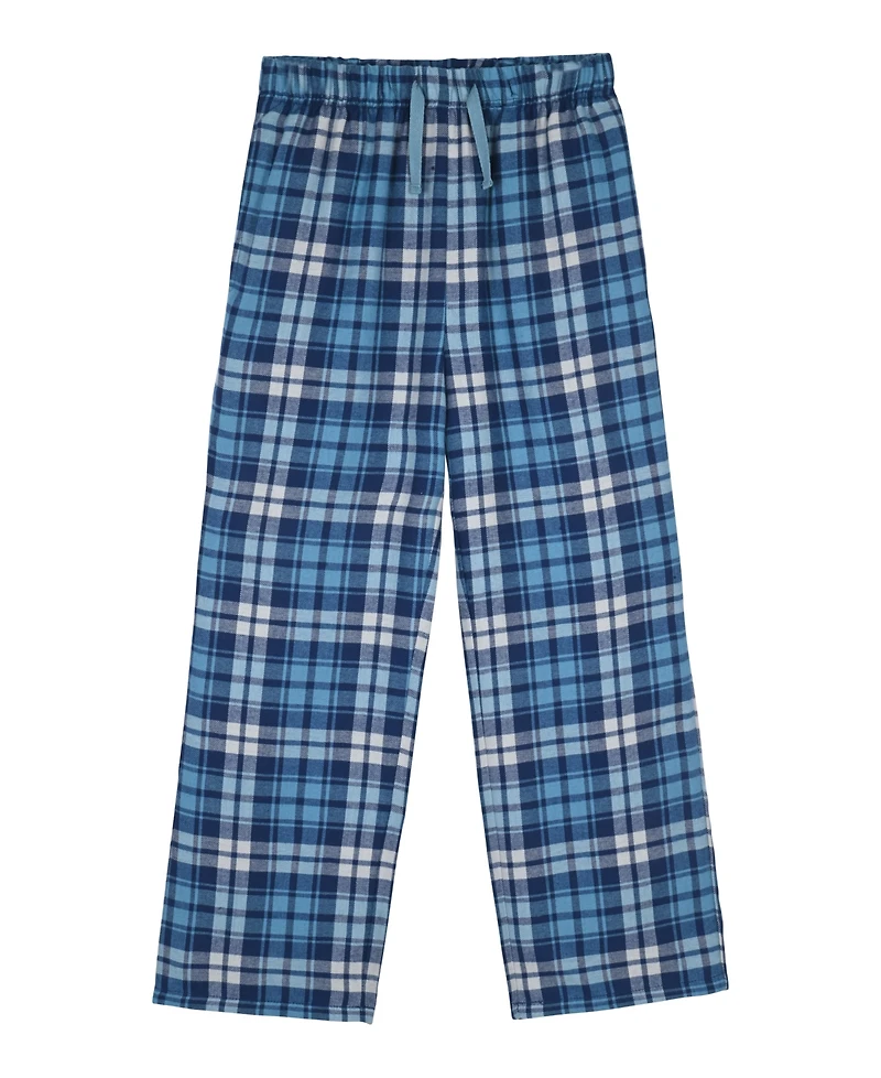 Max & Olivia Boys' 6-18 Long-Sleeve Top and Woven Plaid Pants Pajama, 2-Piece Set