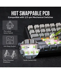 Aula F75 Max Wireless Mechanical Keyboard with Tft Smart Screen, Tri-Mode Connectivity, Hot Swappable, Rgb Backlit, Volume Knob, 75% Gasket Mount