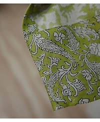 Fabdivine Floral Block Print Rod Pocket Linen Curtain
