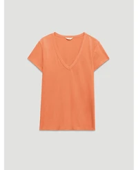 Hush Women's Slim Fit Slub Cotton V-Neck T-Shirt