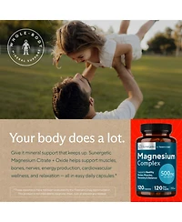 Sunergetic Magnesium Citrate and Oxide 500mg Capsules for Bone, Muscle and Energy Support, 120 Count