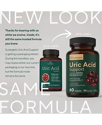 Sunergetic Uric Acid Support Supplement with Tart Cherry, Chanca Piedra and Turmeric, Uric Acid Cleanse and Kidney Support, 60 Capsules