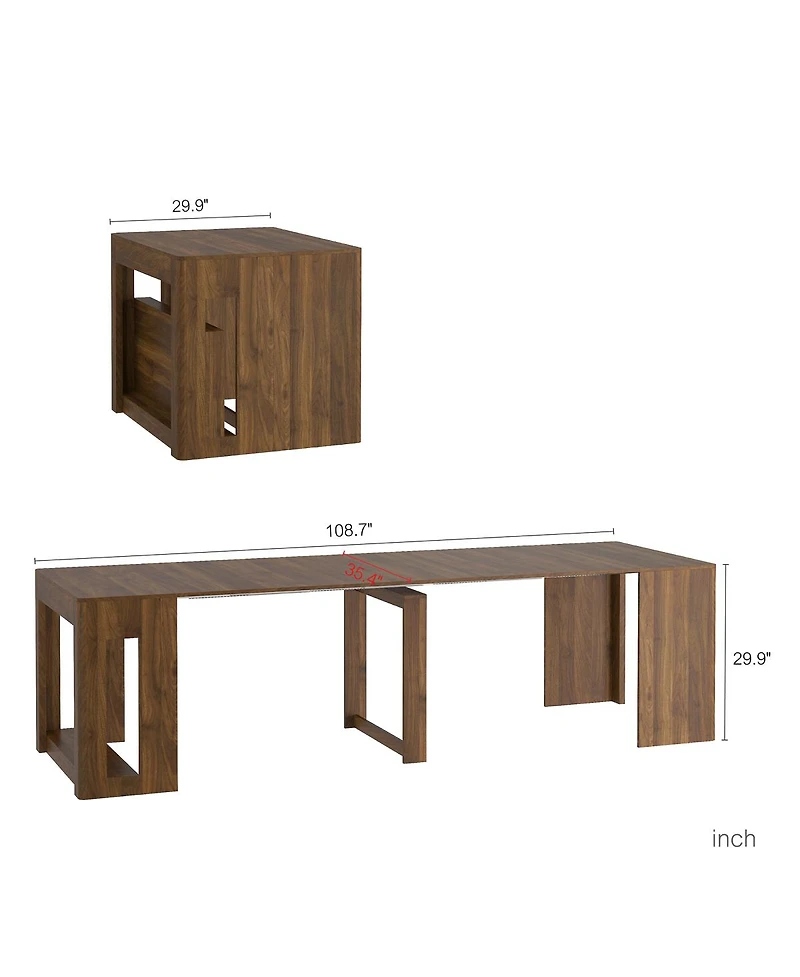 Streamdale Furniture Extendable Foldable Multifunctional Wood Dining Table