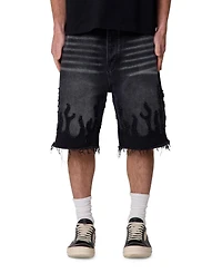 mnml Men's Baggy Flame Denim Shorts