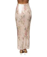 Jluxlabel Women's High-Waisted Floral Villa Nights Sequin Skirt