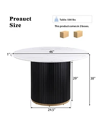 Streamdale Furniture 46" Round Faux Marble Dining Table with Metal Base