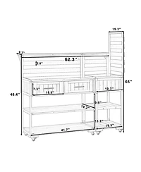 Streamdale Furniture 62.3'' Solid Wood Patio Kitchen Island With Stainless Steel Top