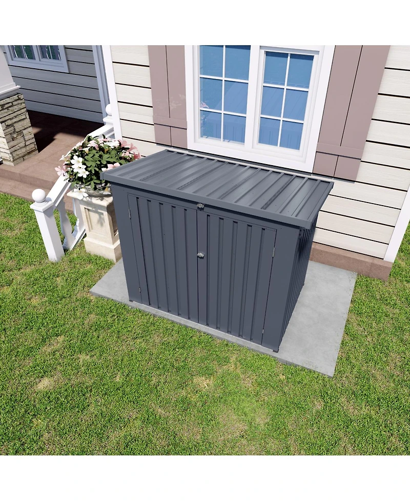 Streamdale Furniture Outdoor Metal Trash Can Storage Shed For 2 Bins - Waterproof Garden Enclosure
