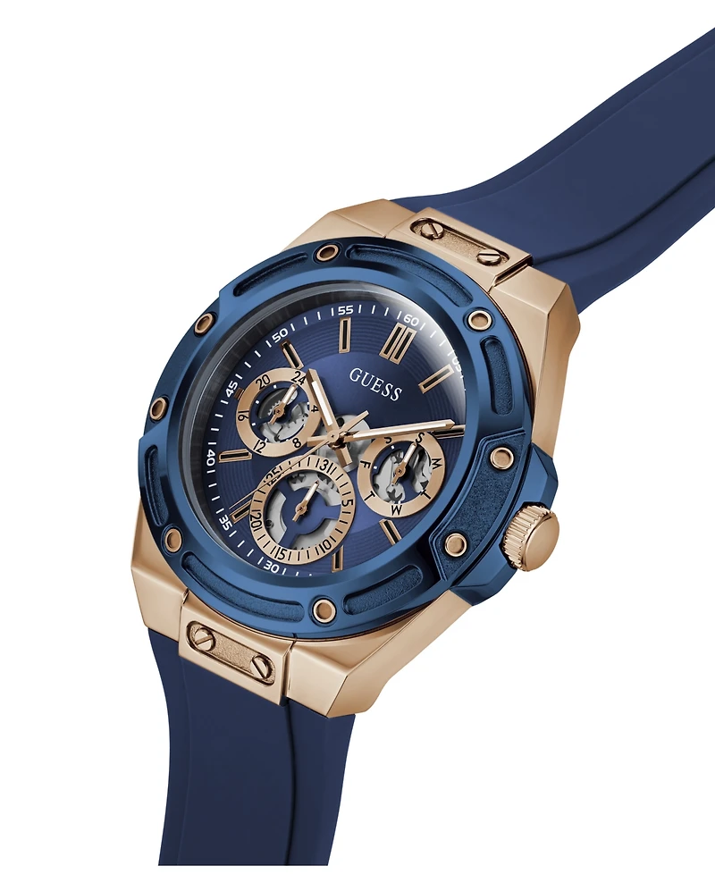 Guess Men's Quartz Blue Silicone Strap Watch 44mm