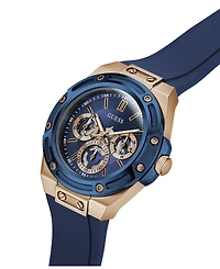 Guess Men's Quartz Blue Silicone Strap Watch 44mm