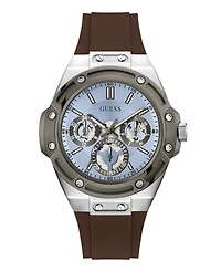 Guess Men's Quartz Brown Silicone Strap Watch 44mm