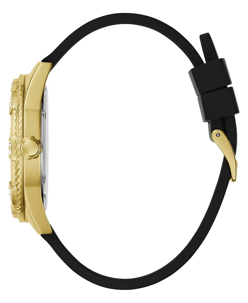 Guess Men's Quartz Black Silicone Strap Watch 44mm