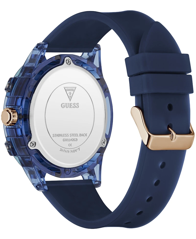 Guess Men's Quartz Blue Silicone Strap Watch 48mm