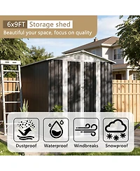 Streamdale Furniture 6x9 Feet Metal Garden Shed With Hinge Door Outdoor Tool House Apex Roof