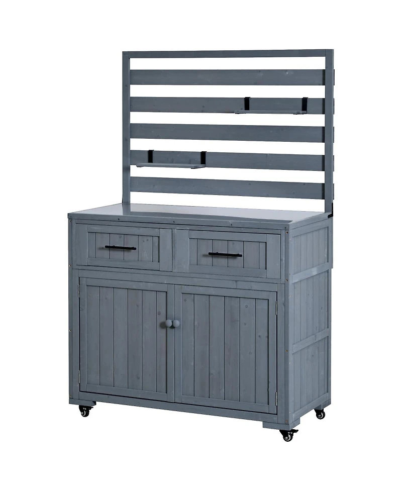Streamdale Furniture Large Solid Wood Outdoor Kitchen Island And Grill Prep Table
