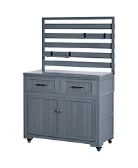 Streamdale Furniture Large Solid Wood Outdoor Kitchen Island And Grill Prep Table