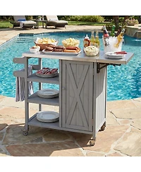 Streamdale Furniture Foldable Outdoor Kitchen Island With Storage, Prep Station, And Lockable Wheels