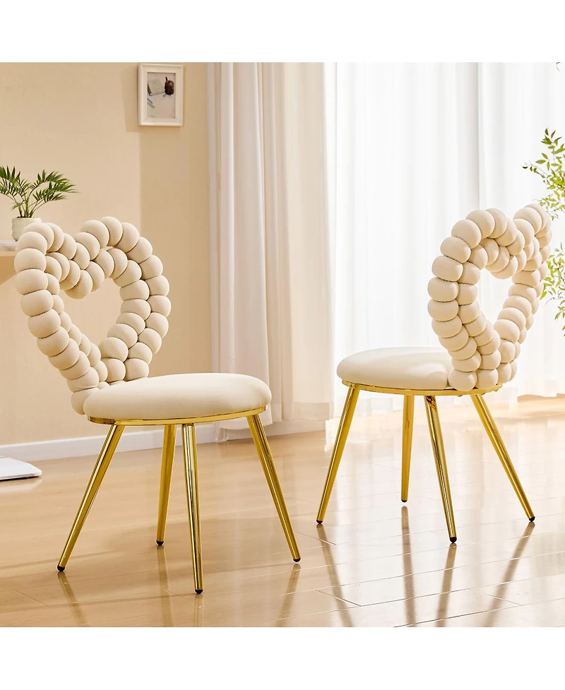 Streamdale Furniture Heart Bubble Tufted Velvet Accent Chair with Metal Frame
