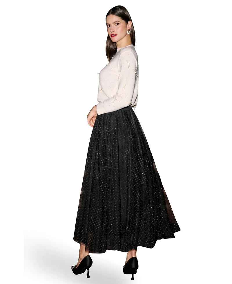 Yumi Women's Diamonte Tulle Maxi Skirt