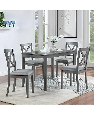 Streamdale Furniture Wooden Rectangular Dining Table Set for 4