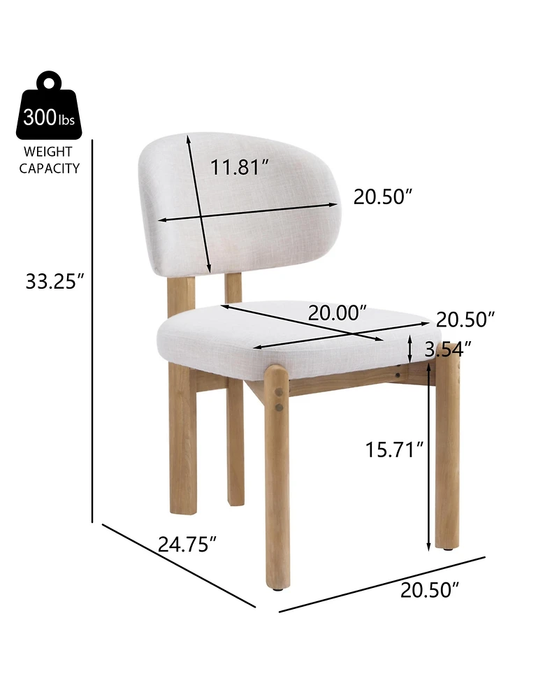 Boyel Living 2-Piece Dining Chairs, Fabric and Solid Wood Frame, Ergonomic Upholstered Kitchen Chairs