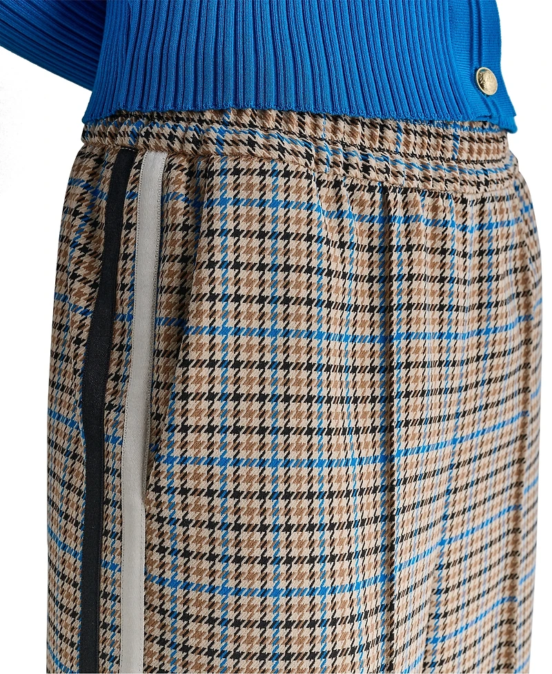 Bcbg Women's Mid-Rise Plaid Wide-Leg Track Pants