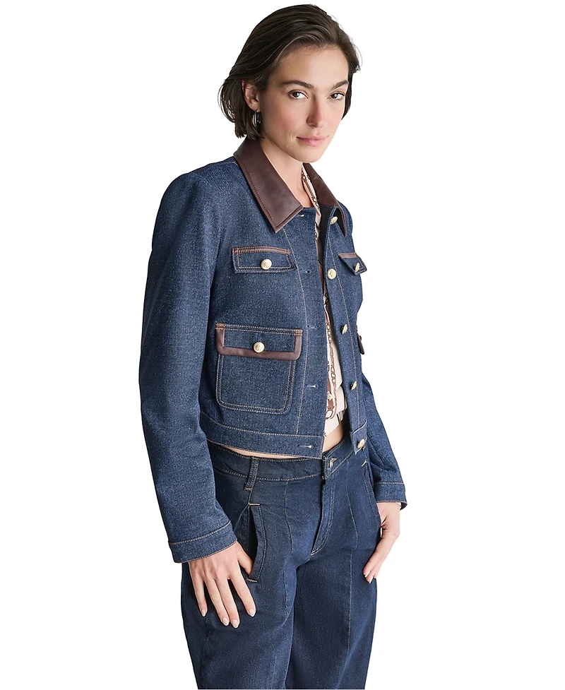 Bcbg Women's Denim Trucket Cropped Jacket