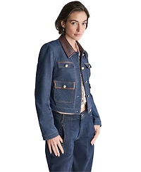 Bcbg Women's Denim Trucket Cropped Jacket