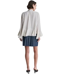 Bcbg Women's Long-Sleeve Tie-Neck Layered Cuff Blouse
