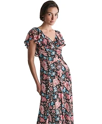 Bcbg Women's Printed Ruffle-Sleeve V-Neck Empire Maxi Dress