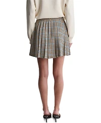 Bcbg Women's Back Zipper Pleated Plaid Mini Skirt