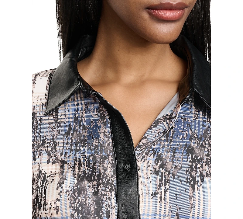 Dkny Women's Collared Button-Up Long-Sleeve Shirt