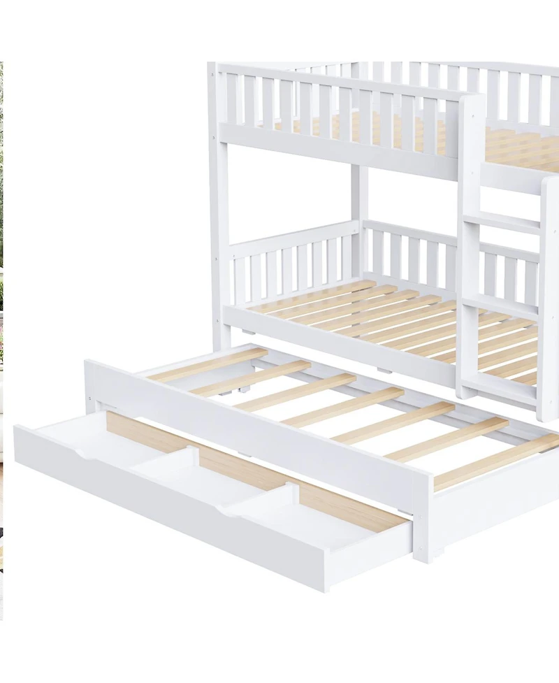 Streamdale Furniture House Bunk Bed With Fence, Trundle and Drawers