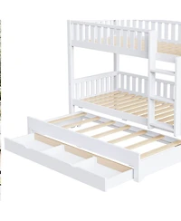 Streamdale Furniture House Bunk Bed With Fence, Trundle and Drawers