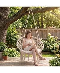 Costway Swing Chair, Hammock Chair with Round Seat Cushion, Indoor and Outdoor Boho