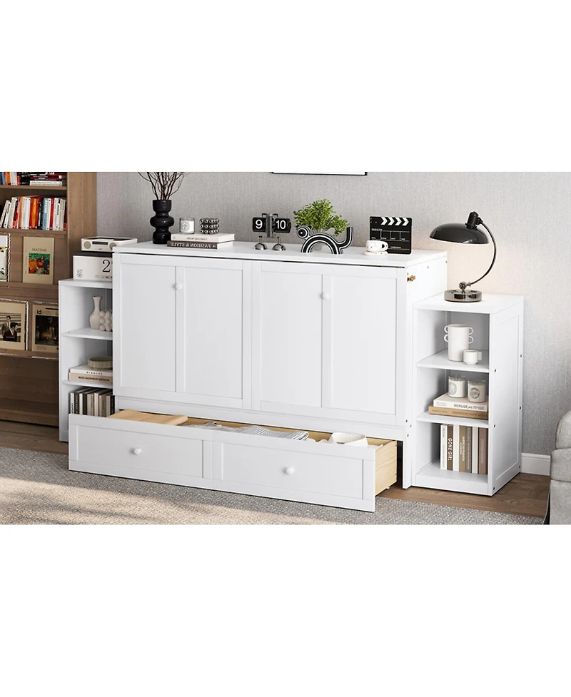 Streamdale Furniture Queen Murphy Bed With Storage Drawers and Shelves