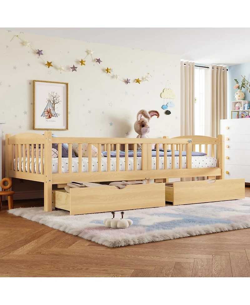 Streamdale Furniture Twin Xl Platform Bed With Storage and Cute Headboard