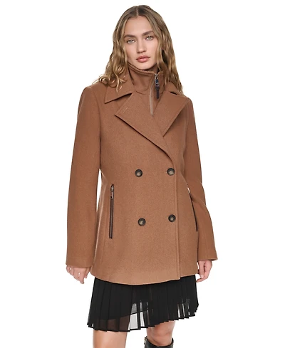 Dkny Women's Double-Breasted Long-Sleeve Peacoat