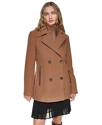 Dkny Women's Double-Breasted Long-Sleeve Peacoat