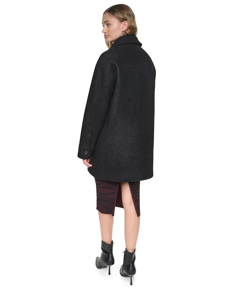 Dkny Women's Boucle and Speckled Herringbone Tailored Coat