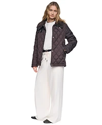 Dkny Women's Sherpa Collar Diamond-Quilted Coat