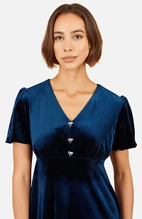 Yumi Women's Diamante Bow Velvet Skater Dress