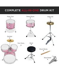 Best Choice Products 5-Piece Kids Beginner Junior Drum Set, Percussion Instrument Starter Kit with Stool