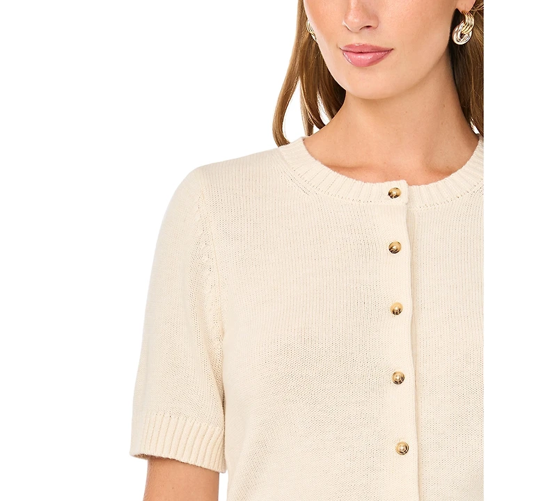 Vince Camuto Women's Crewneck Short-Sleeve Cardigan