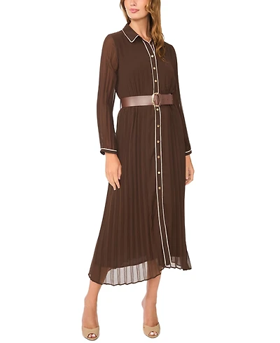 Vince Camuto Women's Pleated Button-Front Collared Midi Dress