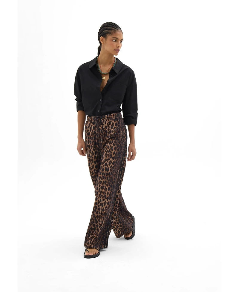 Hush Women's Petunia Linen Blend Leopard Trouser