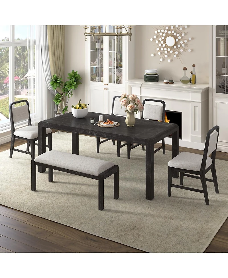 Streamdale Furniture Vintage Extendable Dining Set with 4 Chairs and Bench
