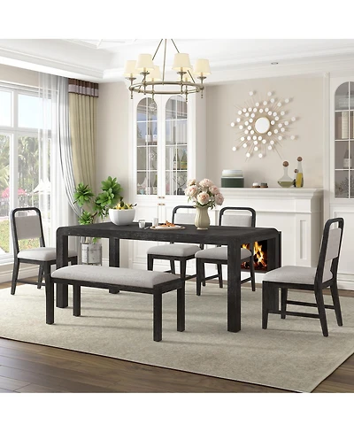 Streamdale Furniture Vintage Extendable Dining Set with 4 Chairs and Bench